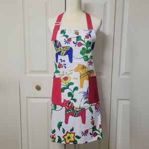 Scandinavian Swedish Dala Horse Kitchen Cooking Apron Hygee